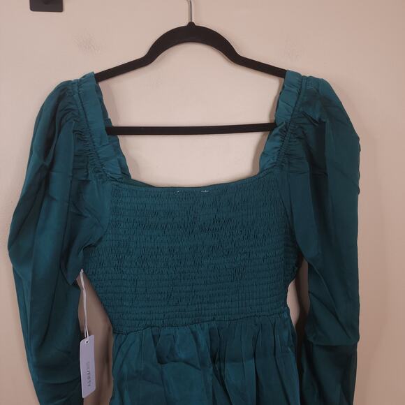 Six Fifty The Ruby Satin Blouse in Emerald Green Size L - Picture 8 of 11